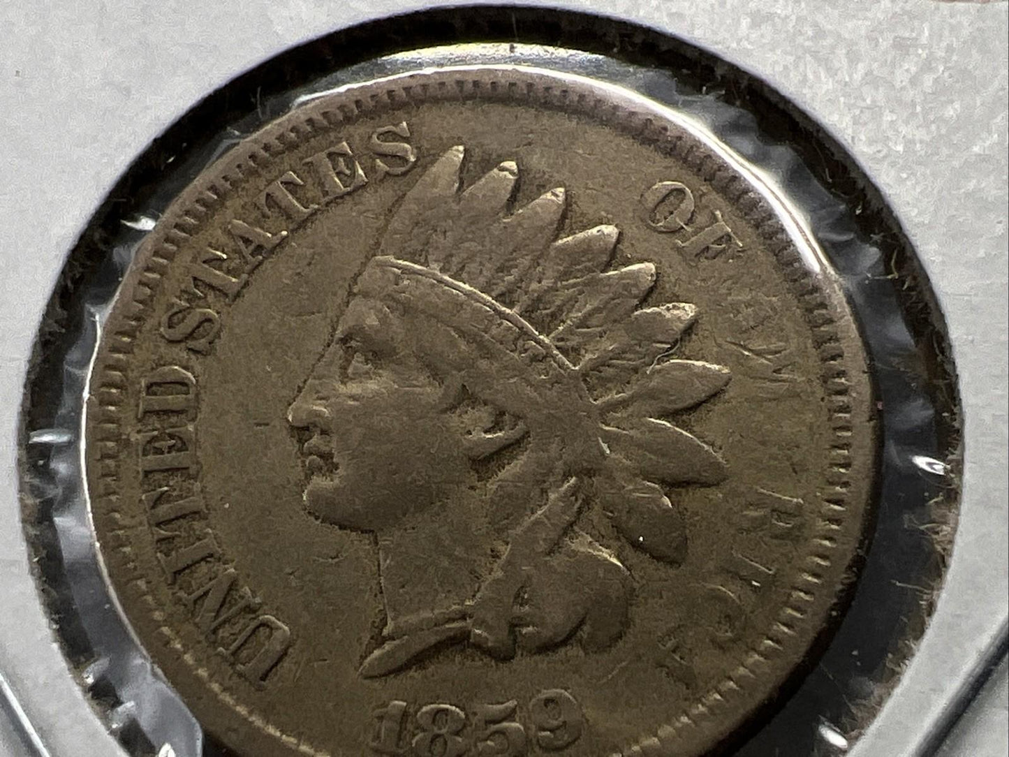 1859 1c Indian Head Cent Penny Choice Fine Circ Struck Thru Grease Obverse SKU#A