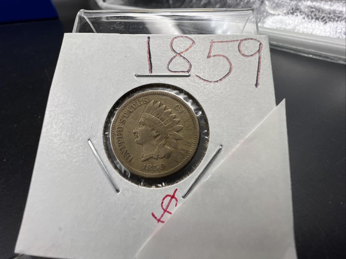 1859 1c Indian Head Cent Penny Choice Fine Circ Struck Thru Grease Obverse SKU#A