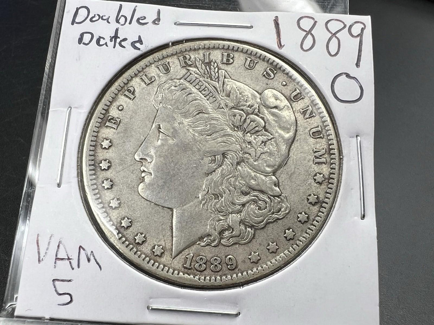 1889 O $1 Morgan Silver Dollar Coin VAM 5 Double Date XF EF Extra Fine Circ