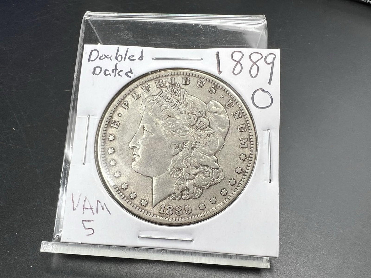 1889 O $1 Morgan Silver Dollar Coin VAM 5 Double Date XF EF Extra Fine Circ
