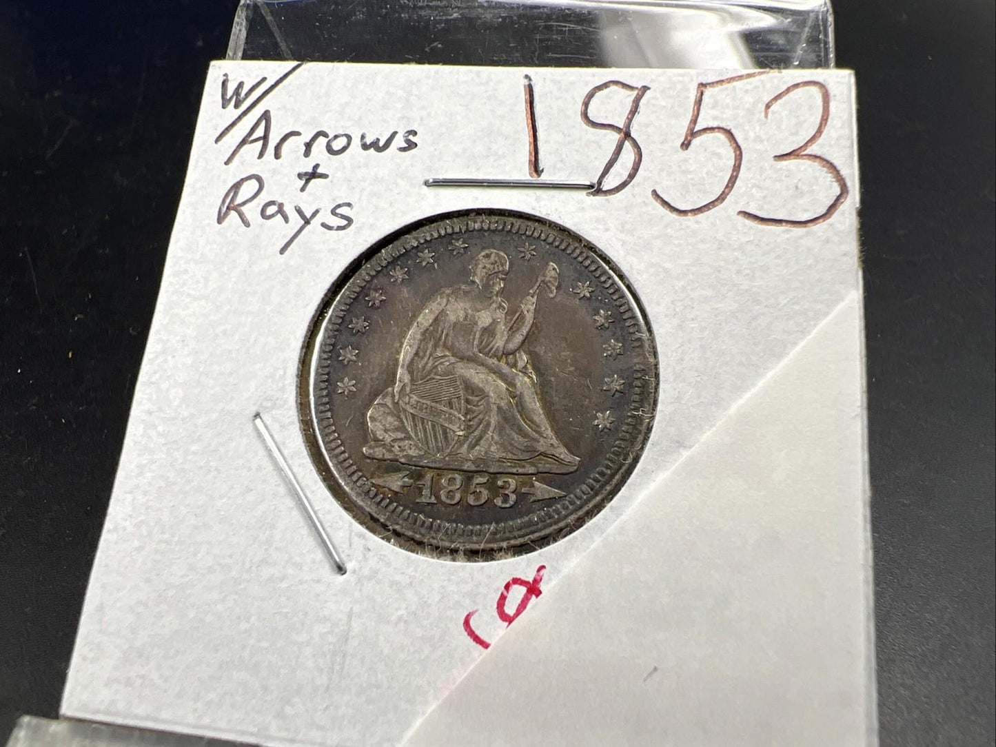 1853 25C Seated Liberty Silver Quarter Coin Choice VF Very Fine Neat Toning