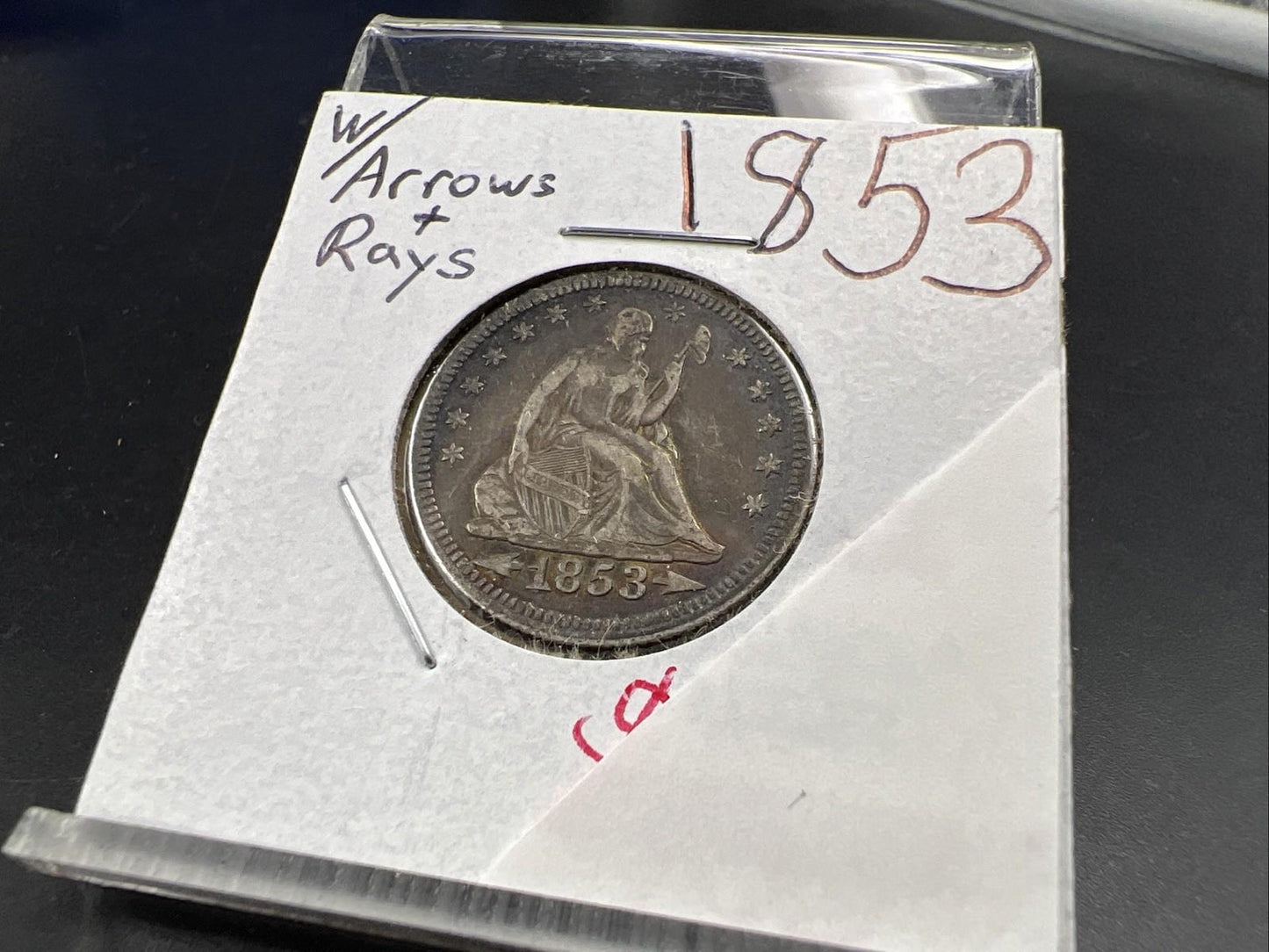 1853 25C Seated Liberty Silver Quarter Coin Choice VF Very Fine Neat Toning