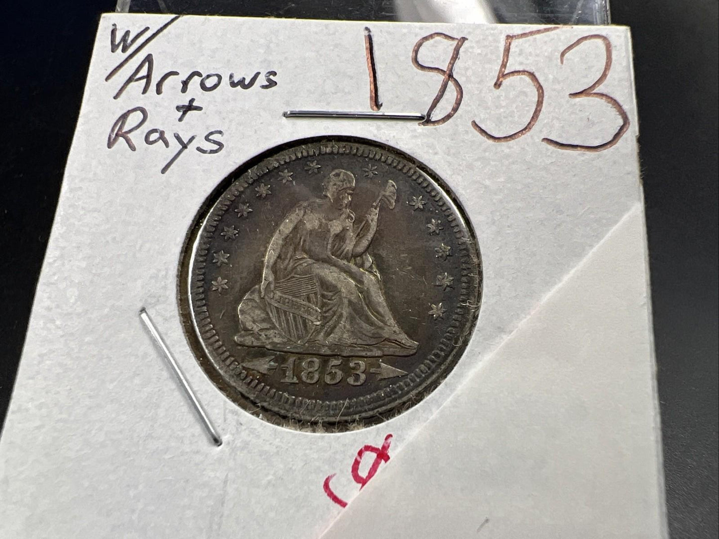 1853 25C Seated Liberty Silver Quarter Coin Choice VF Very Fine Neat Toning