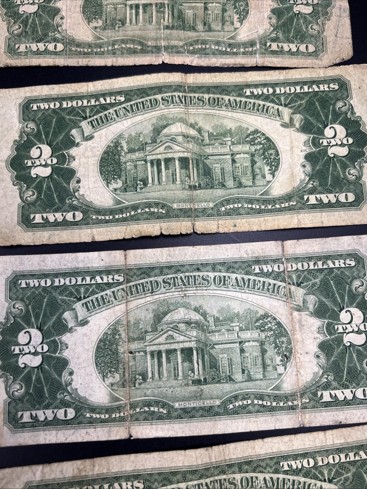 Lot of 7 Cull USN United States Red Seal Notes 1963 1953 1928 Ugly Circulated