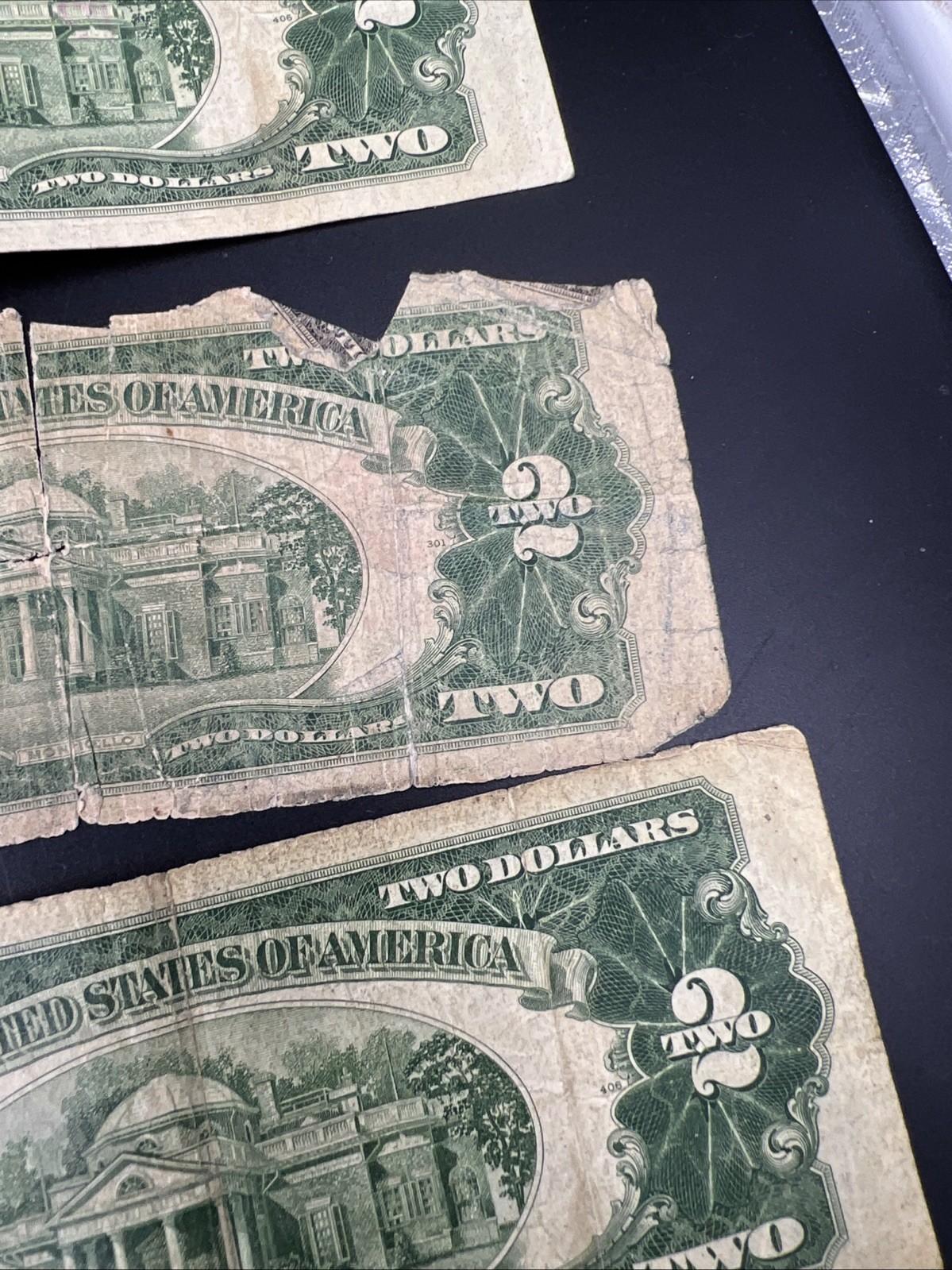 Lot of 7 Cull USN United States Red Seal Notes 1963 1953 1928 Ugly Circulated