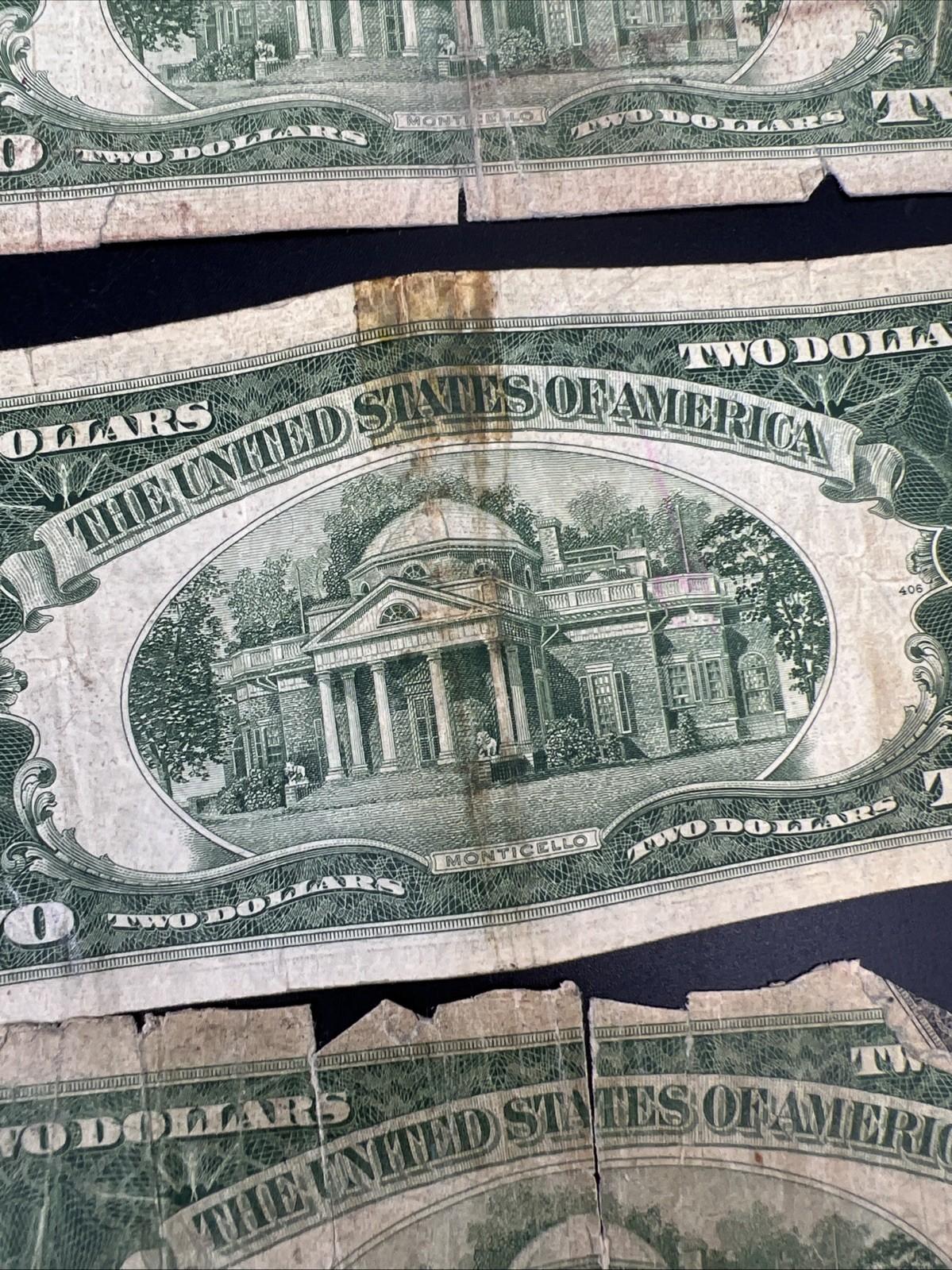 Lot of 7 Cull USN United States Red Seal Notes 1963 1953 1928 Ugly Circulated