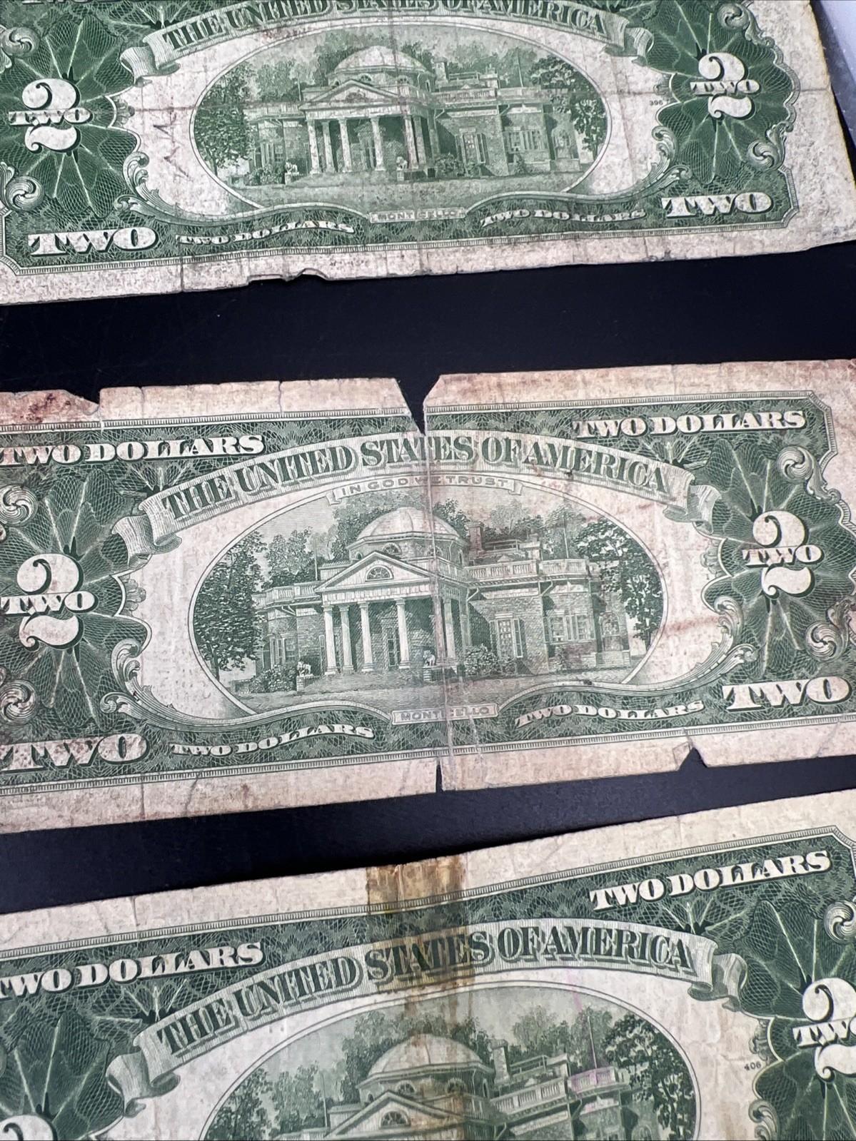 Lot of 7 Cull USN United States Red Seal Notes 1963 1953 1928 Ugly Circulated