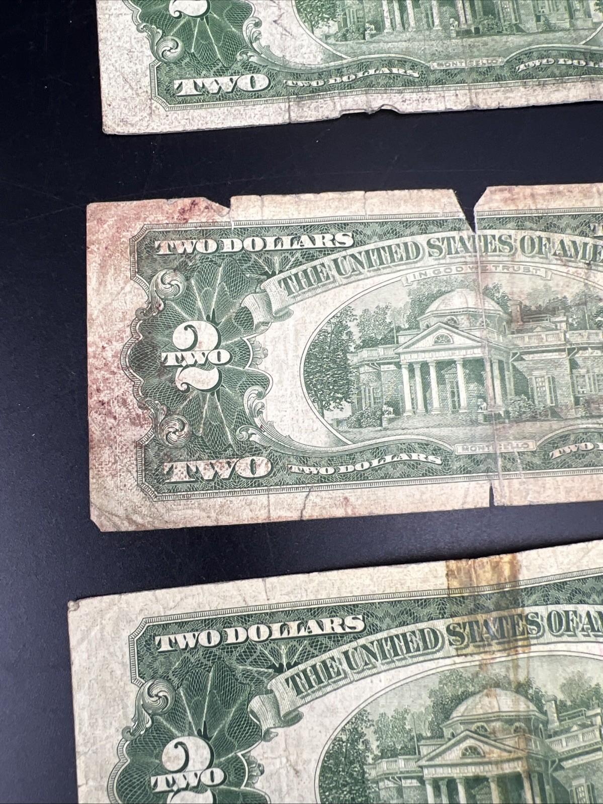 Lot of 7 Cull USN United States Red Seal Notes 1963 1953 1928 Ugly Circulated