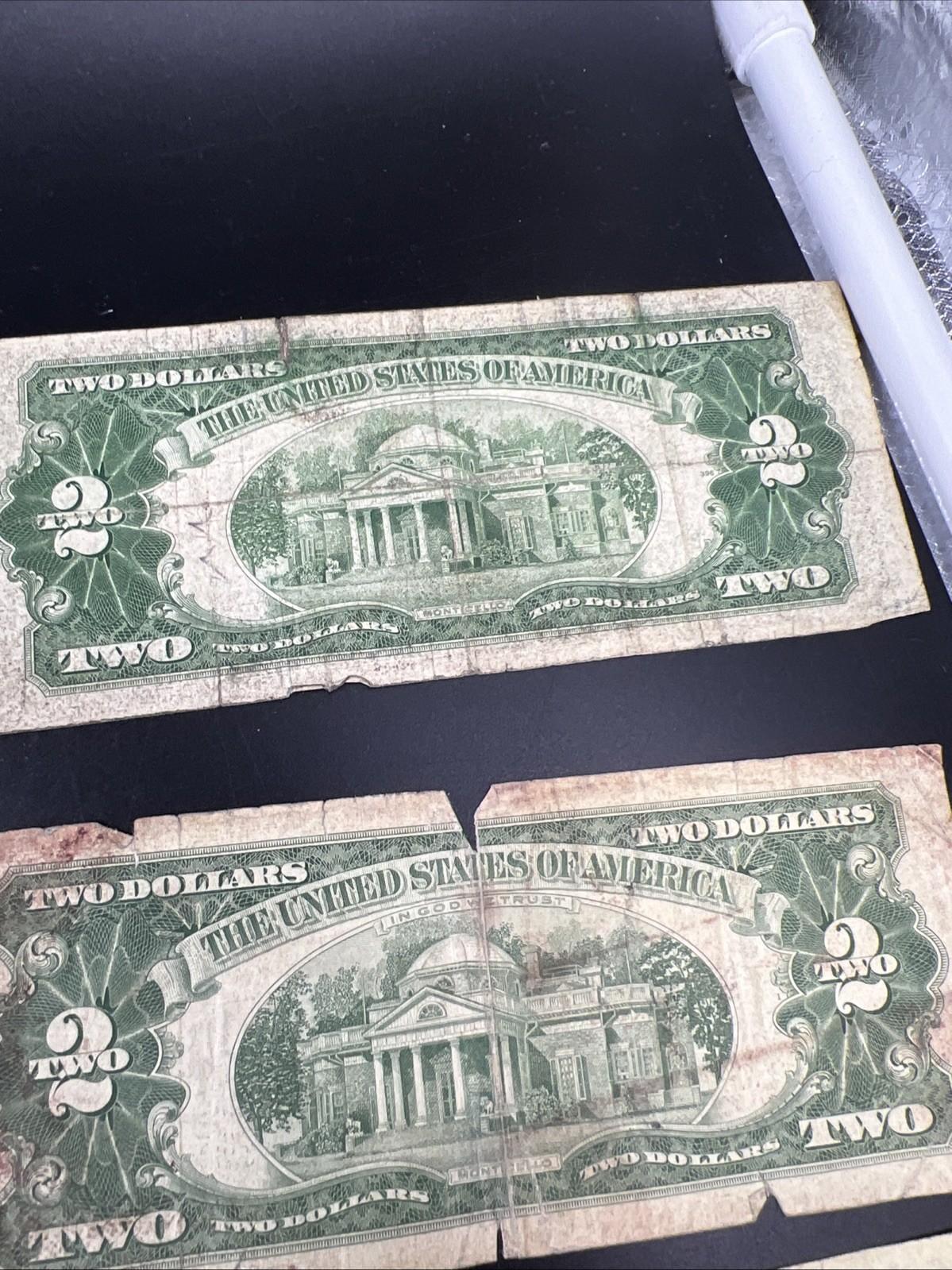 Lot of 7 Cull USN United States Red Seal Notes 1963 1953 1928 Ugly Circulated