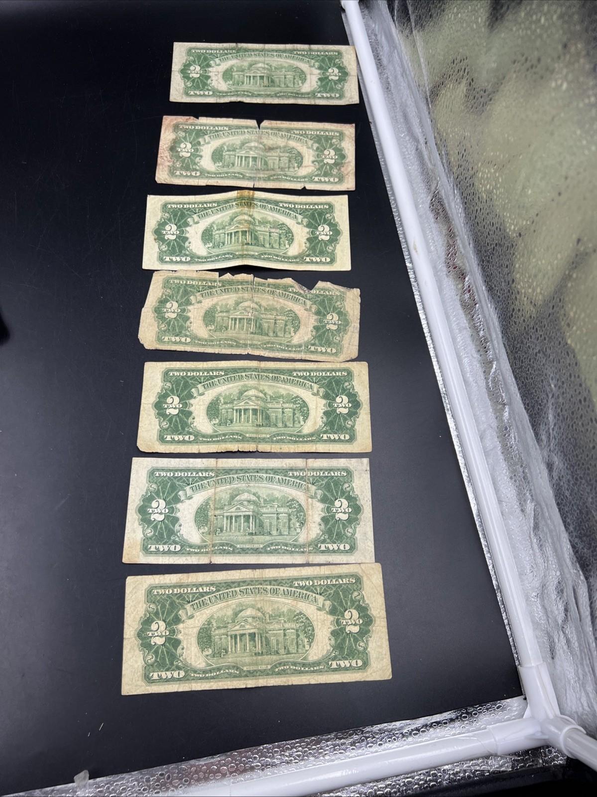 Lot of 7 Cull USN United States Red Seal Notes 1963 1953 1928 Ugly Circulated