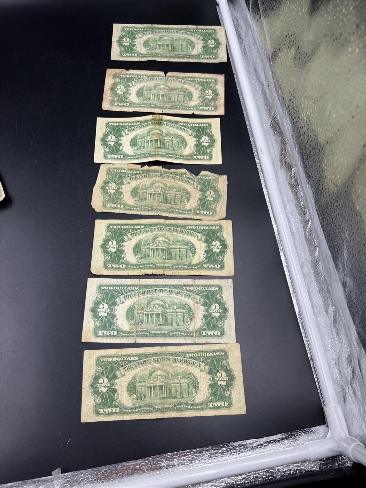 Lot of 7 Cull USN United States Red Seal Notes 1963 1953 1928 Ugly Circulated