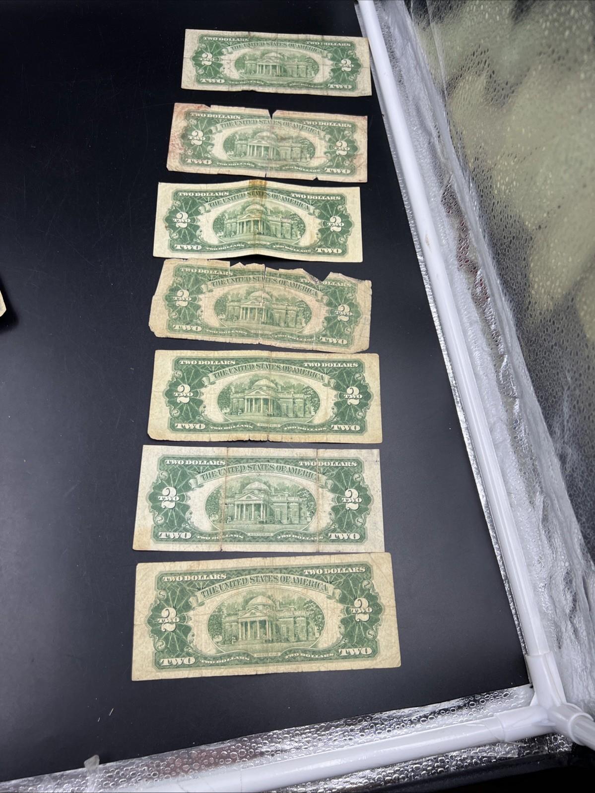 Lot of 7 Cull USN United States Red Seal Notes 1963 1953 1928 Ugly Circulated