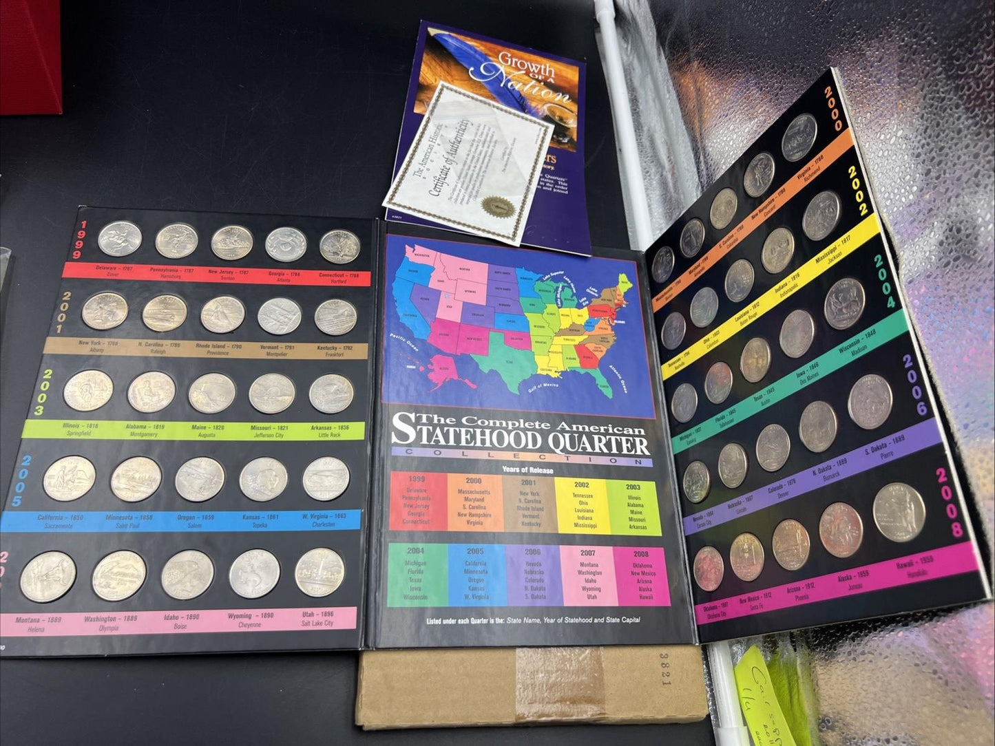 50 Coin Complete State Statehood Quarter Collection in Display Album AU / UNC