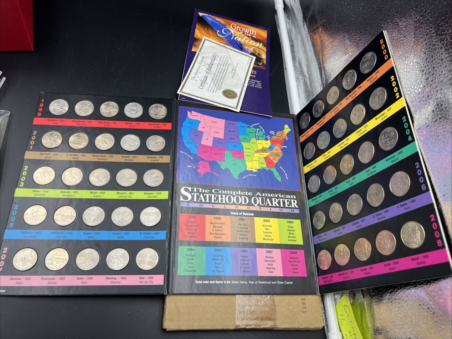 50 Coin Complete State Statehood Quarter Collection in Display Album AU / UNC