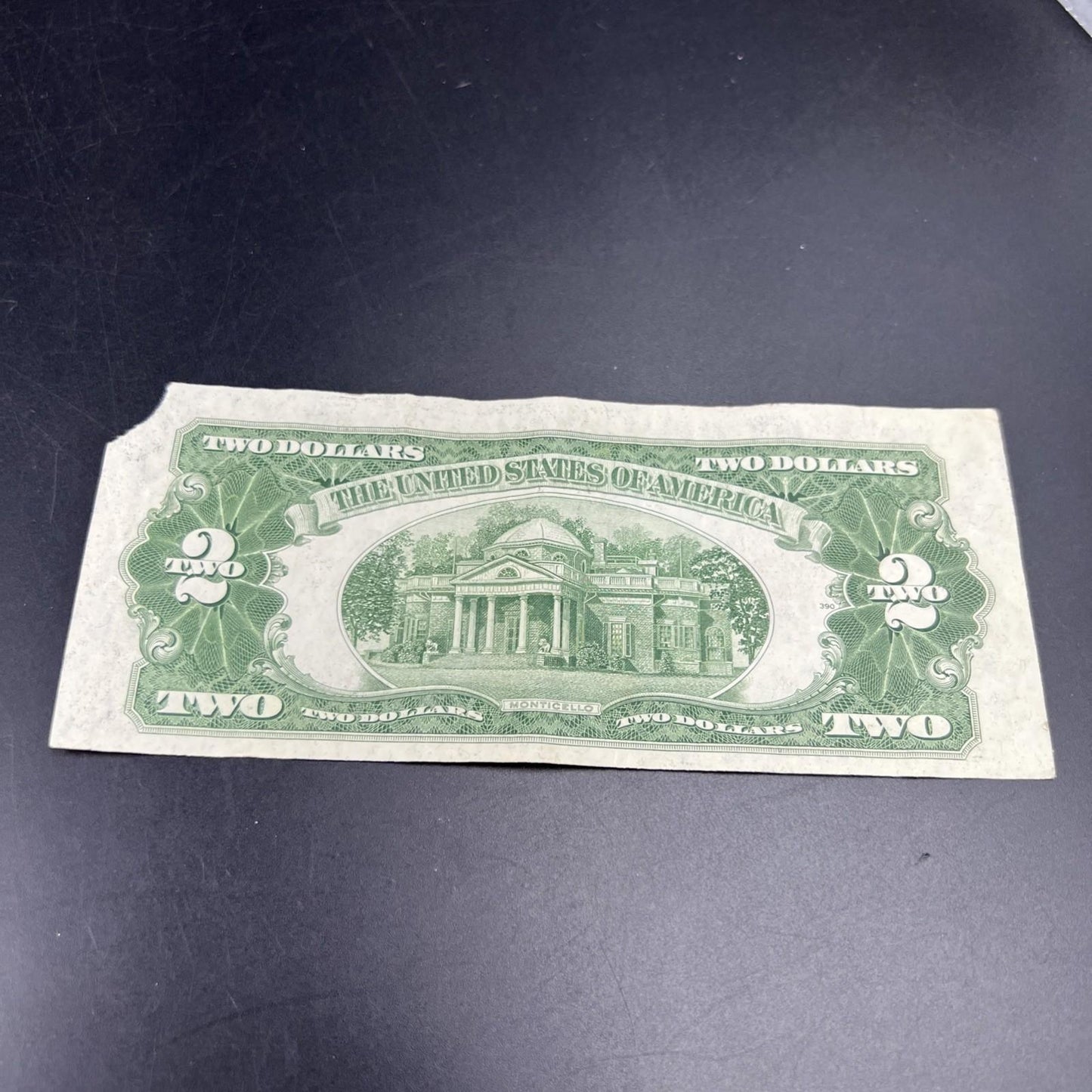 1928 G $2 USN United States Note Red Seal Fine / VF details corner tear #184