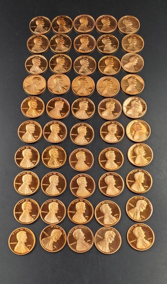 50 Coin Roll 2005 S Lincoln Memorial Proof Pennies 1c Coins San Francisco Cents