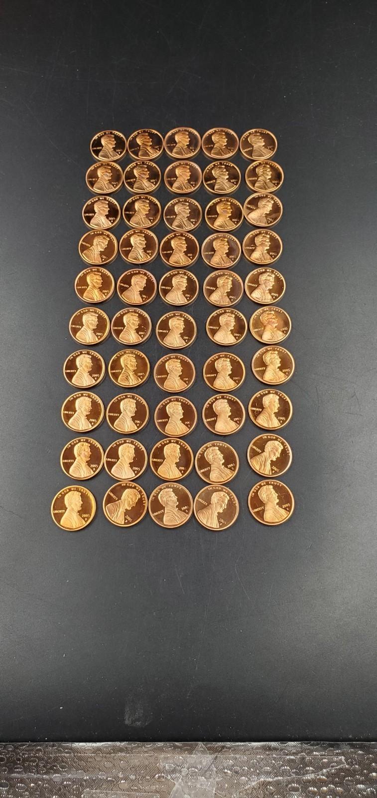 50 Coin Roll 2005 S Lincoln Memorial Proof Pennies 1c Coins San Francisco Cents