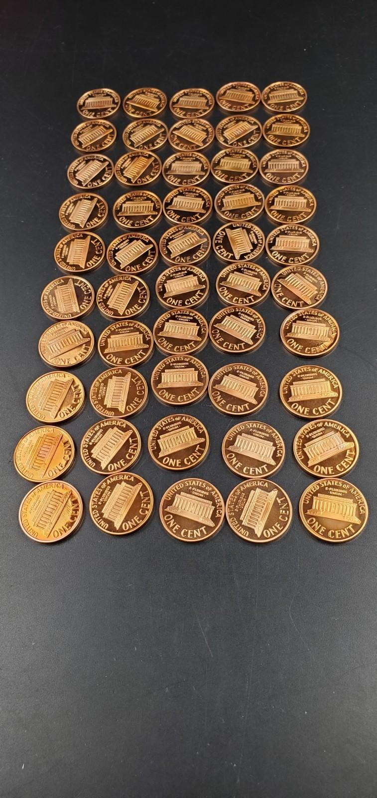 50 Coin Roll 2005 S Lincoln Memorial Proof Pennies 1c Coins San Francisco Cents