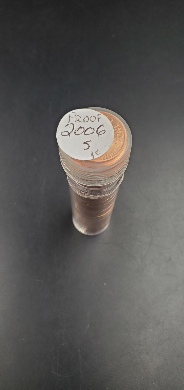 50 Coin Roll 2006-S Lincoln Memorial Proof Pennies 1c Coins San Francisco Cents