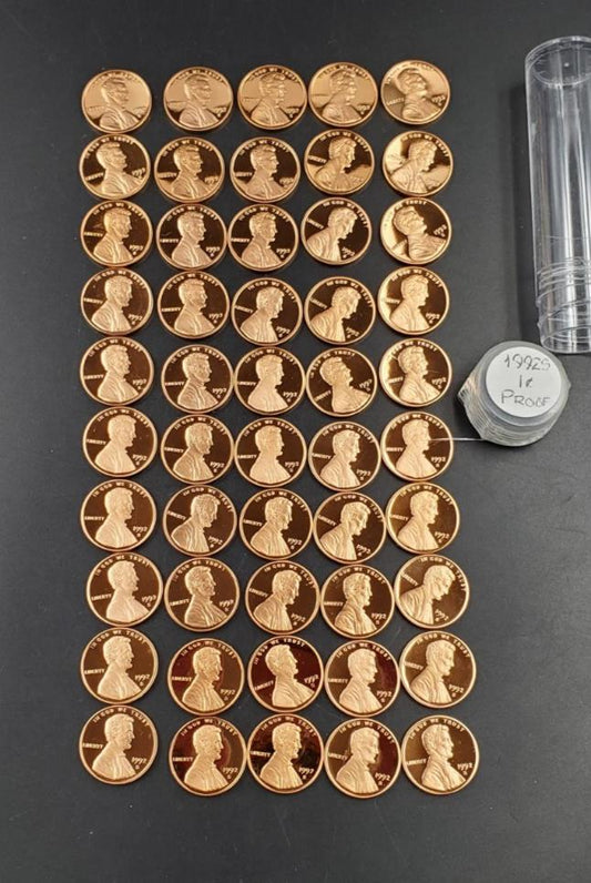 50 Coin Roll 1992 S Lincoln Memorial Proof Pennies 1c Coins San Francisco Cents