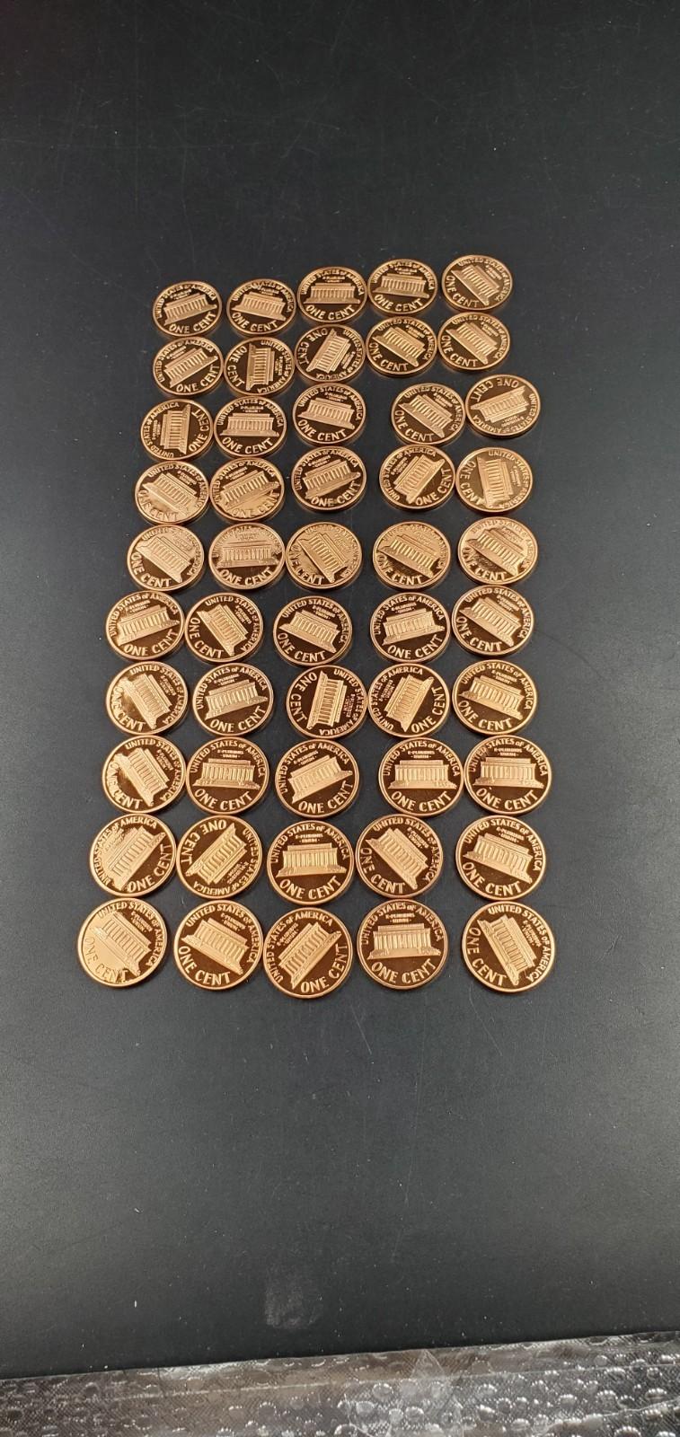 50 Coin Roll 1992 S Lincoln Memorial Proof Pennies 1c Coins San Francisco Cents