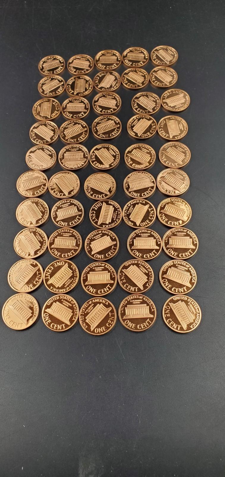 50 Coin Roll 1992 S Lincoln Memorial Proof Pennies 1c Coins San Francisco Cents