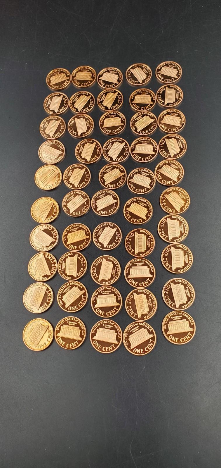 50 Coin Roll 2008-S Lincoln Memorial Proof Pennies 1c Coins San Francisco Cents