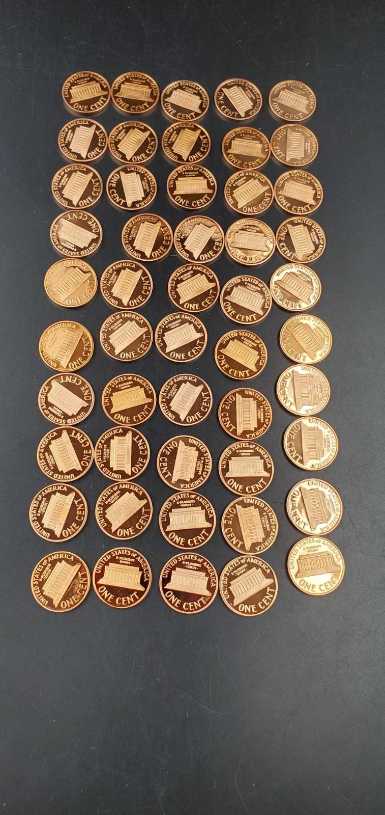 50 Coin Roll 2008-S Lincoln Memorial Proof Pennies 1c Coins San Francisco Cents