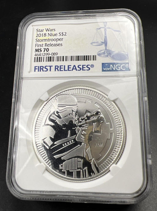 2018 Nieu Star Wars Stormtrooper MS70 1 Oz Silver Coin #089 NGC Certified