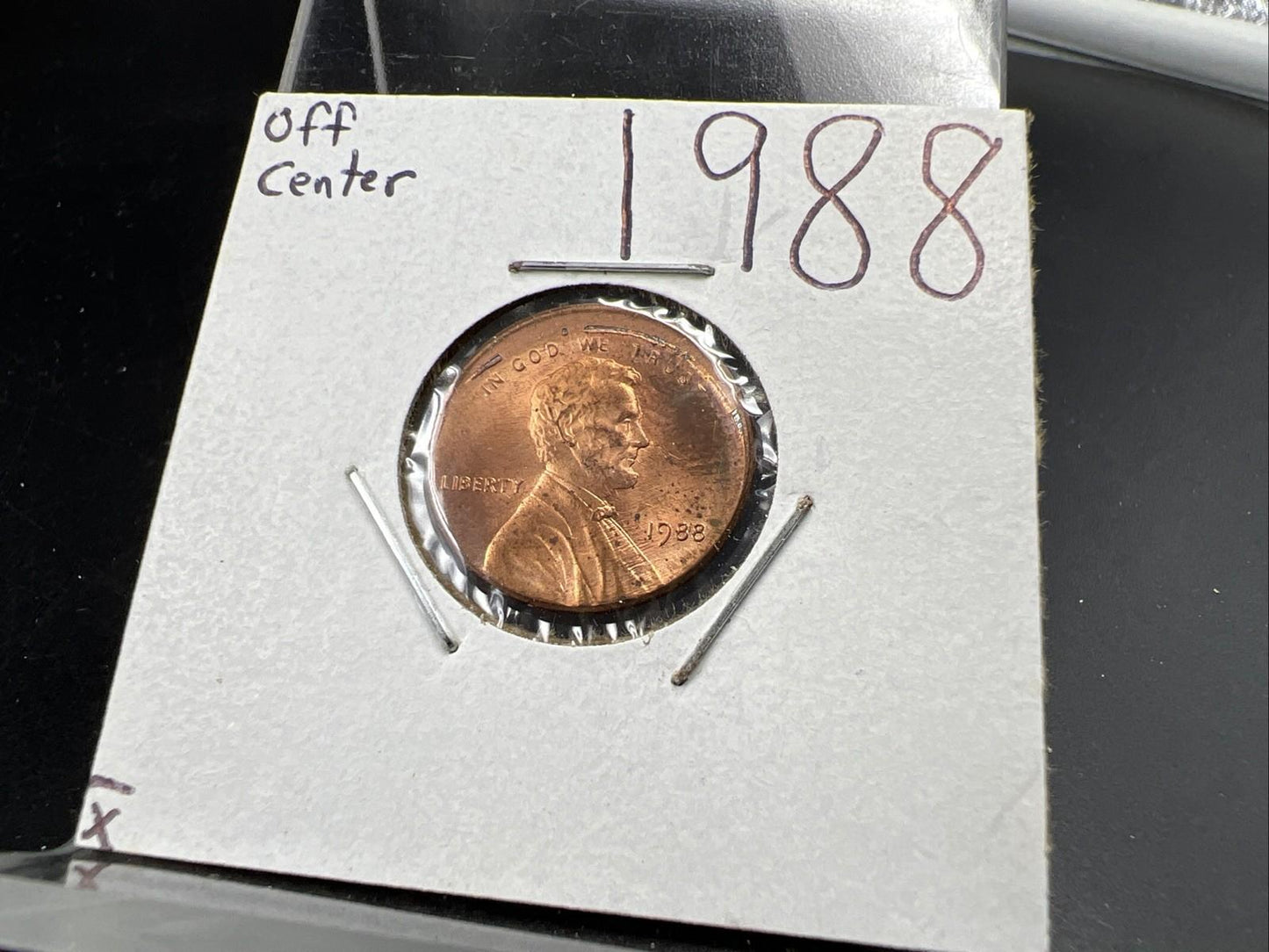 1988 1c Lincoln Memorial Cent Penny 5% Off Center Error BU UNC SKU#Z Toning