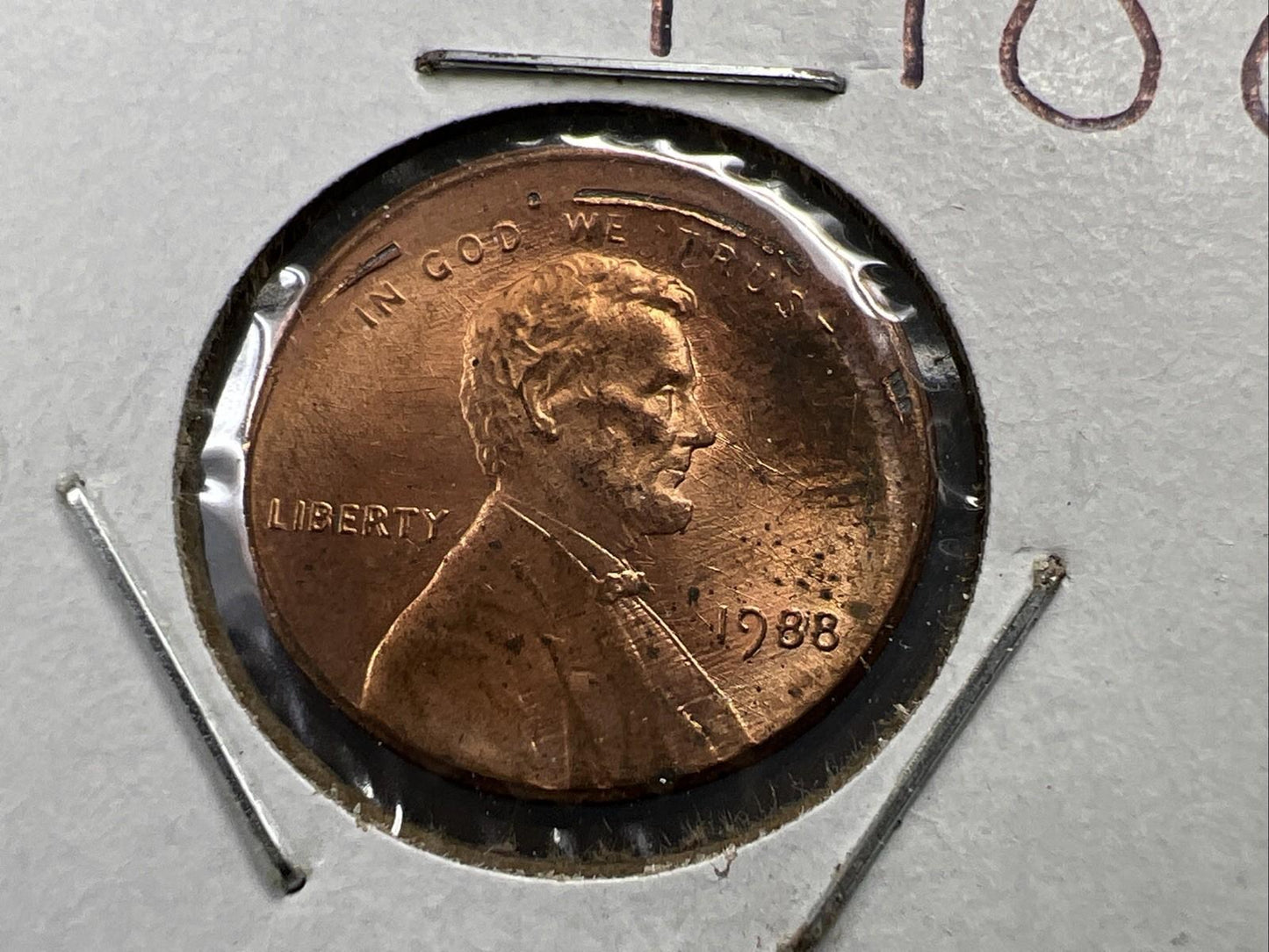 1988 1c Lincoln Memorial Cent Penny 5% Off Center Error BU UNC SKU#Z Toning