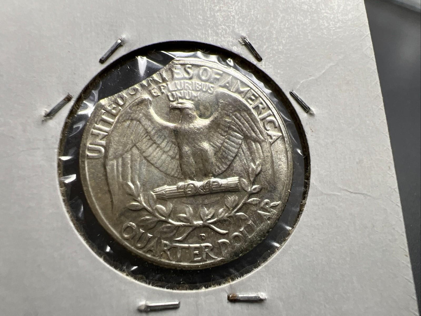 1962 D 25c Washington Silver Quarter Coin Clipped Planchet Error BU UNC