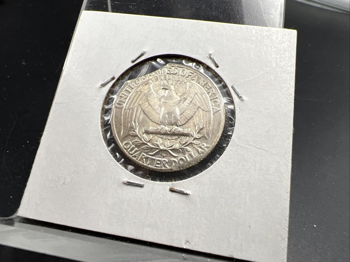 1962 D 25c Washington Silver Quarter Coin Clipped Planchet Error BU UNC