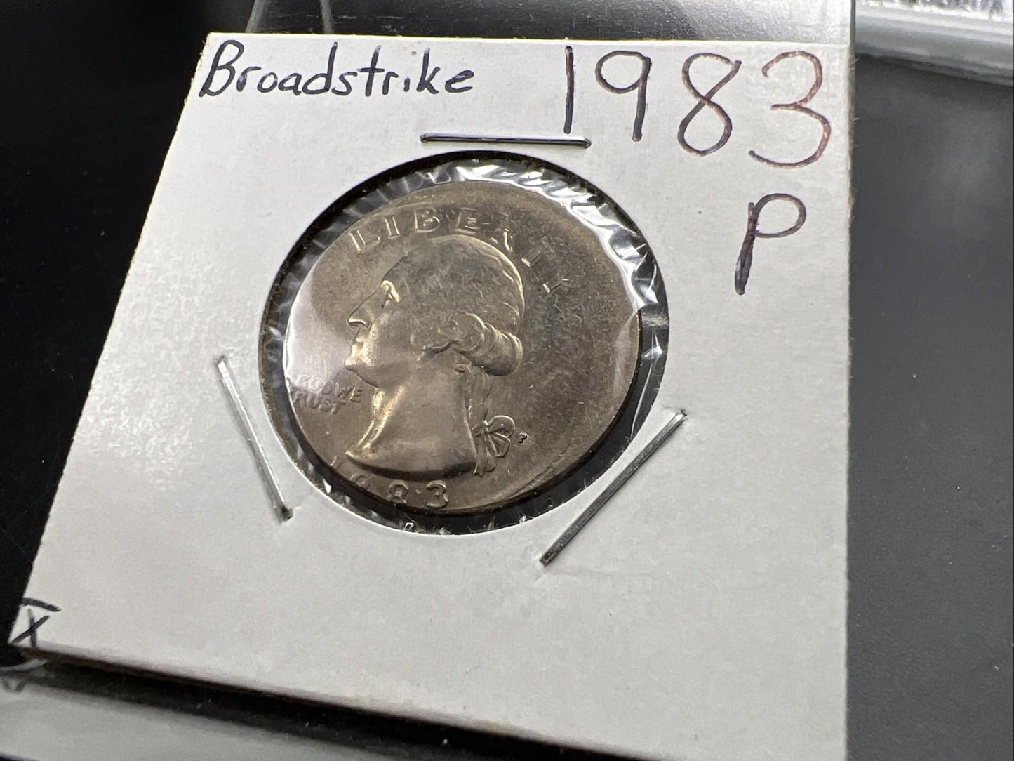 1983 P 25c Washington Quarter Coin Off Center Error CH AU