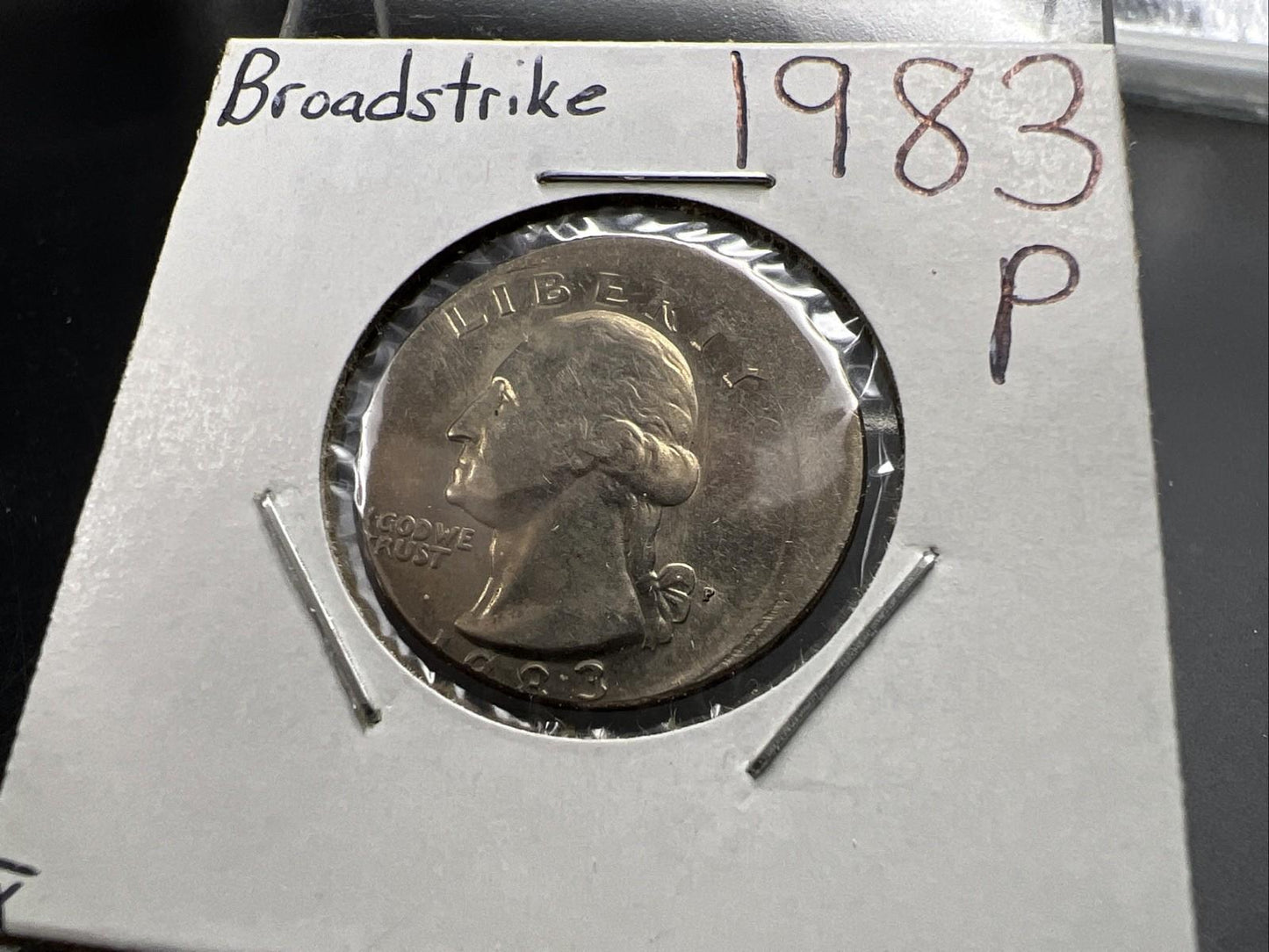 1983 P 25c Washington Quarter Coin Off Center Error CH AU