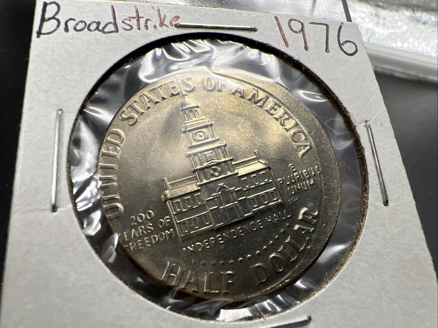 1976 P 50c Kennedy Half Dollar Coin Broadstrike Error CH UNC Details Wheelmark