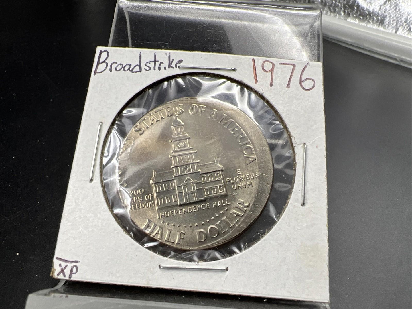 1976 P 50c Kennedy Half Dollar Coin Broadstrike Error CH UNC Details Wheelmark