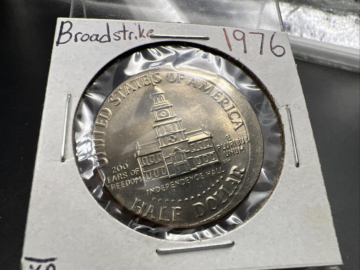 1976 P 50c Kennedy Half Dollar Coin Broadstrike Error CH UNC Details Wheelmark