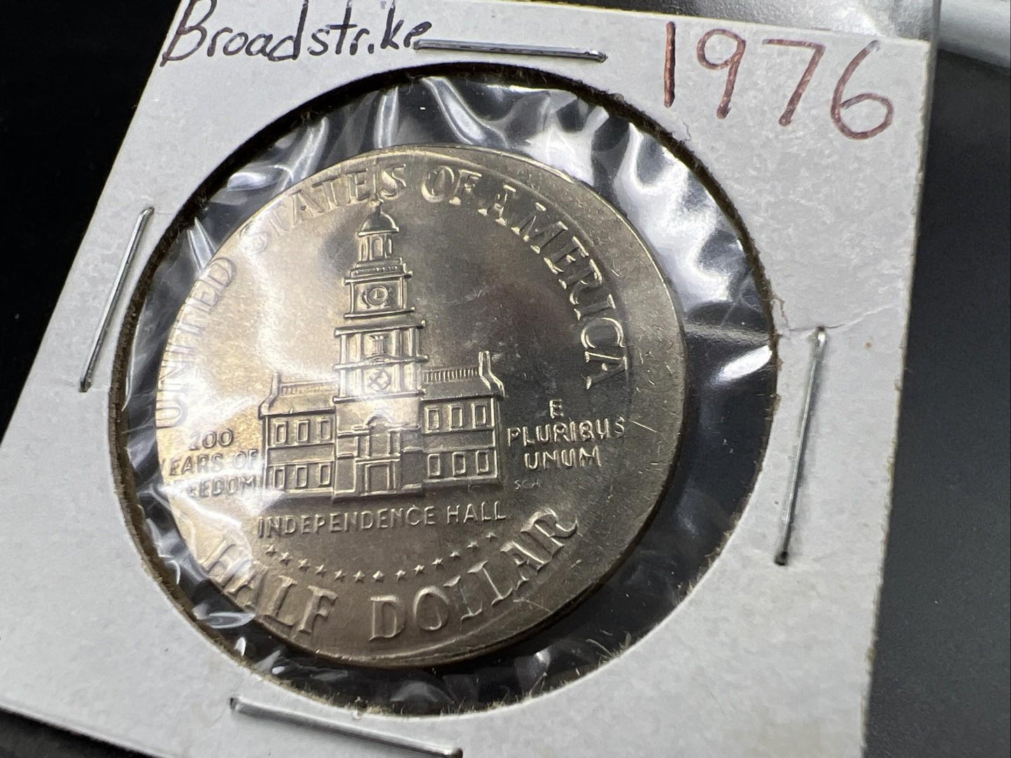1976 P 50c Kennedy Half Dollar Coin Broadstrike Error CH UNC Details Wheelmark