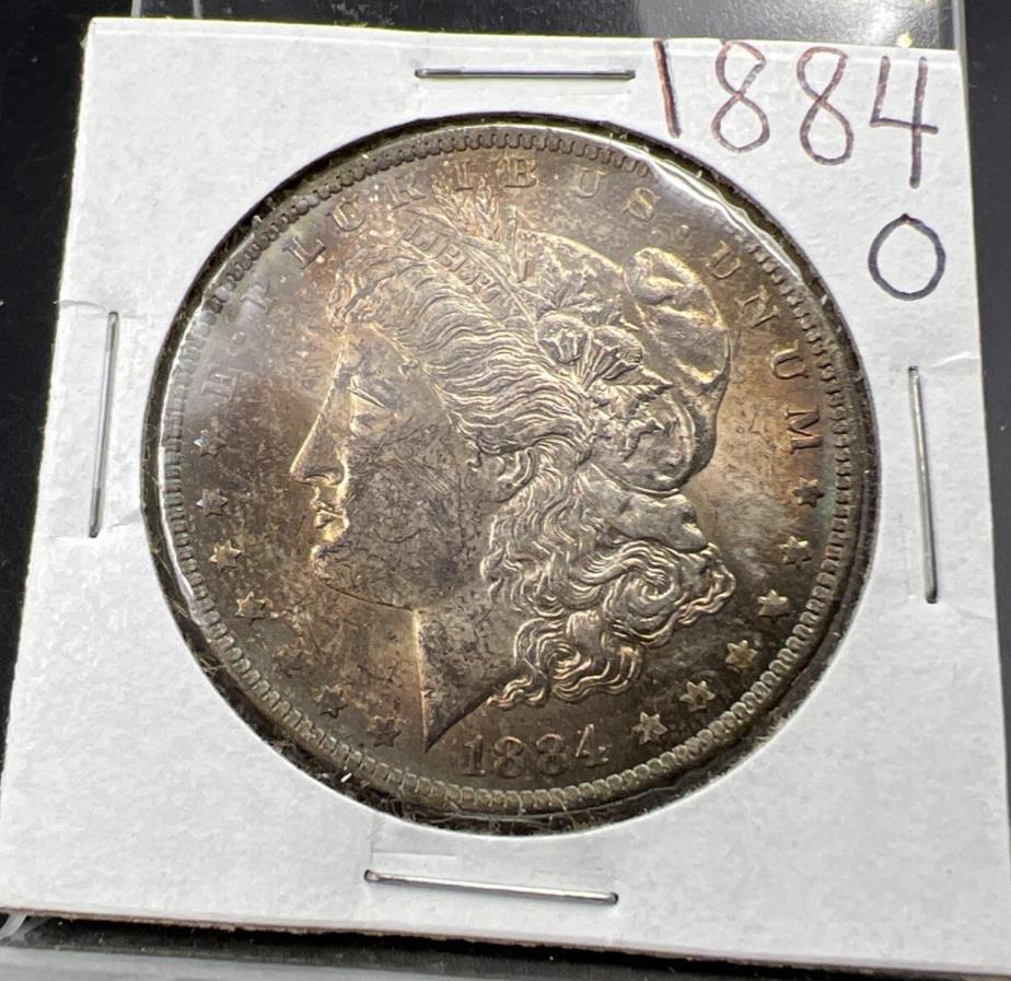 1884 O $1 Morgan Silver Dollar Coin BU UNC Nice Toning Toner SK#1A