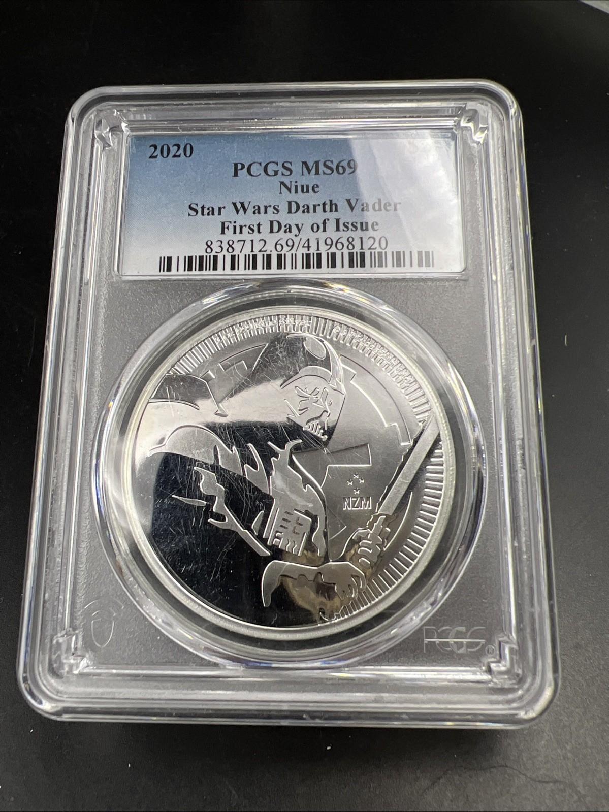 2020 Nieu Star Wars Darth Vader MS69 1 Oz Silver Coin PCGS #120