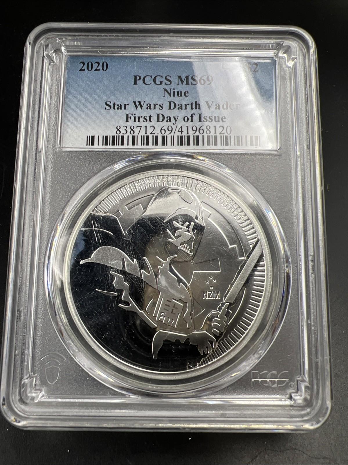 2020 Nieu Star Wars Darth Vader MS69 1 Oz Silver Coin PCGS #120