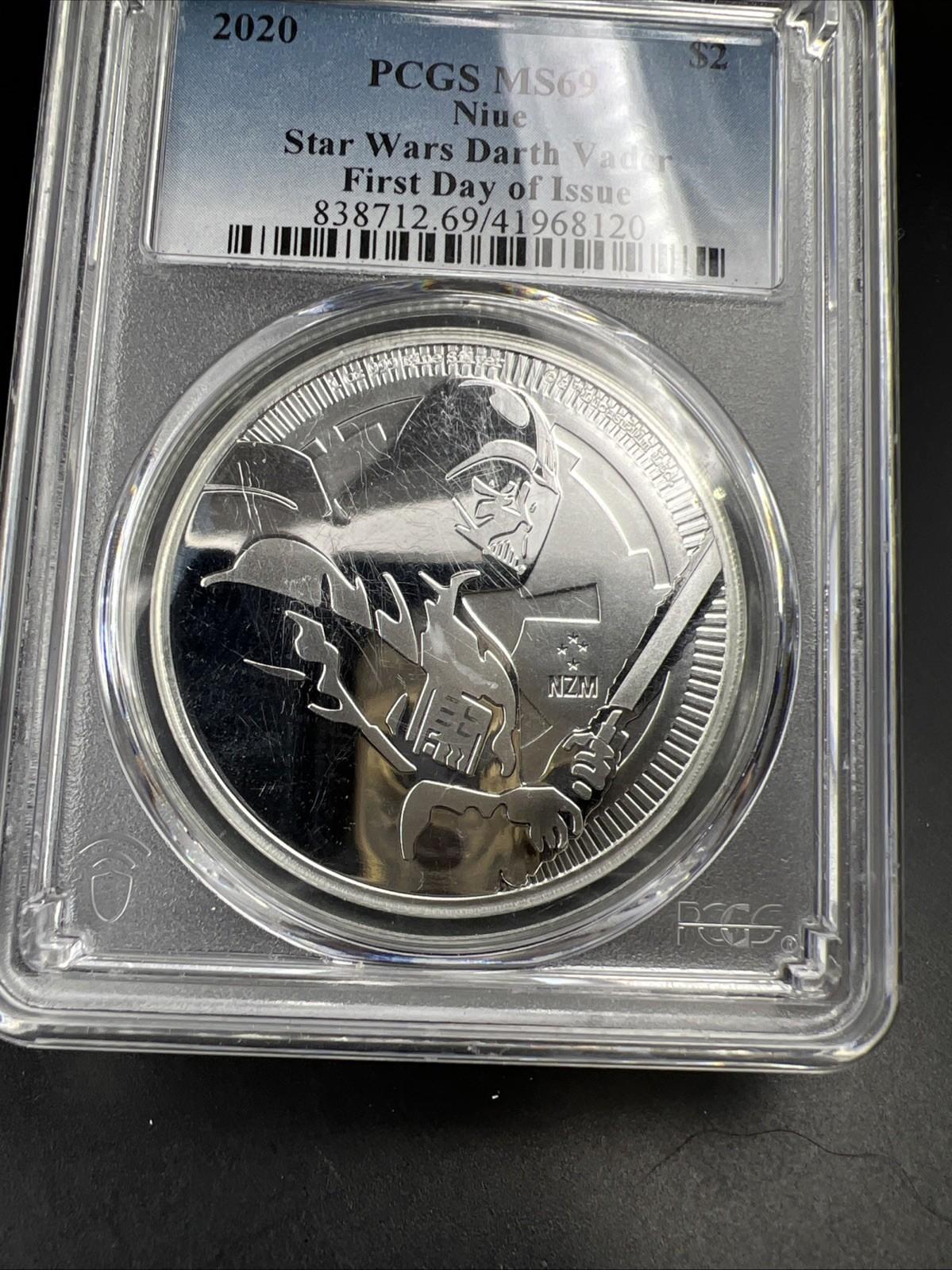 2020 Nieu Star Wars Darth Vader MS69 1 Oz Silver Coin PCGS #120