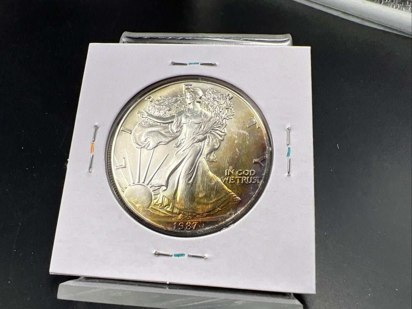 1987 1 OZ American Silver Eagle Gem BU UNC Neat Toning Reverse SK#1A