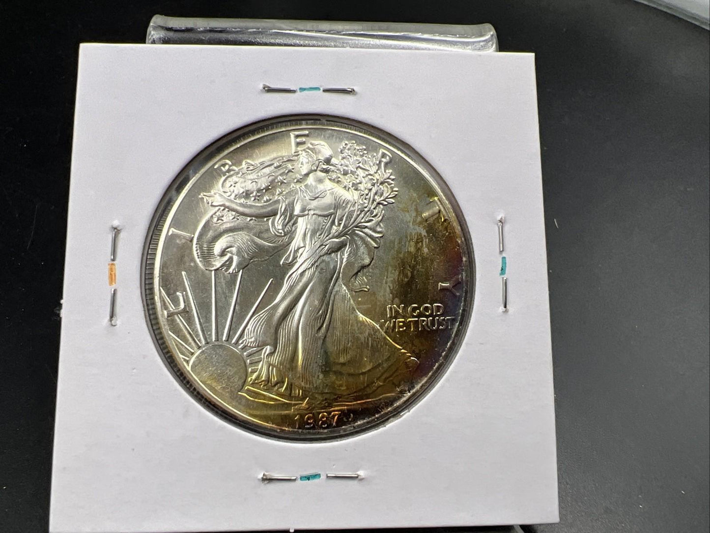 1987 1 OZ American Silver Eagle Gem BU UNC Neat Toning Reverse SK#1A