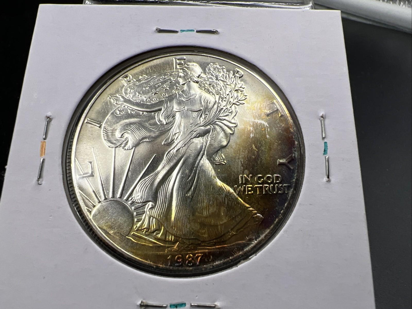 1987 1 OZ American Silver Eagle Gem BU UNC Neat Toning Reverse SK#1A