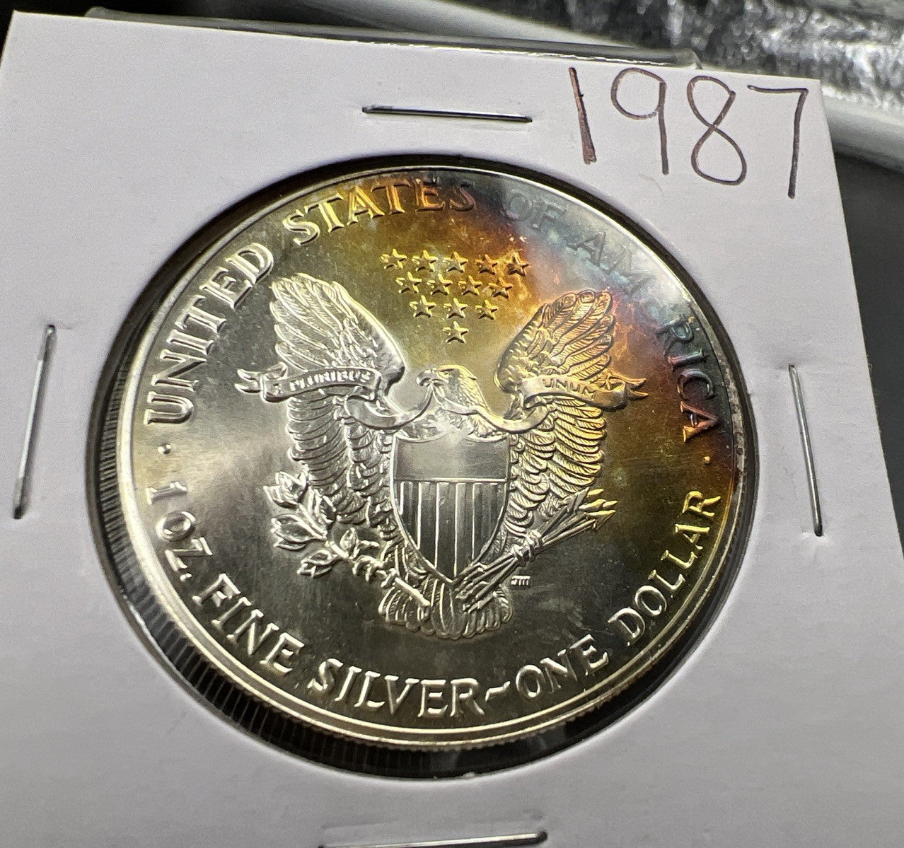 1987 1 OZ American Silver Eagle Gem BU UNC Neat Toning Reverse SK#1A