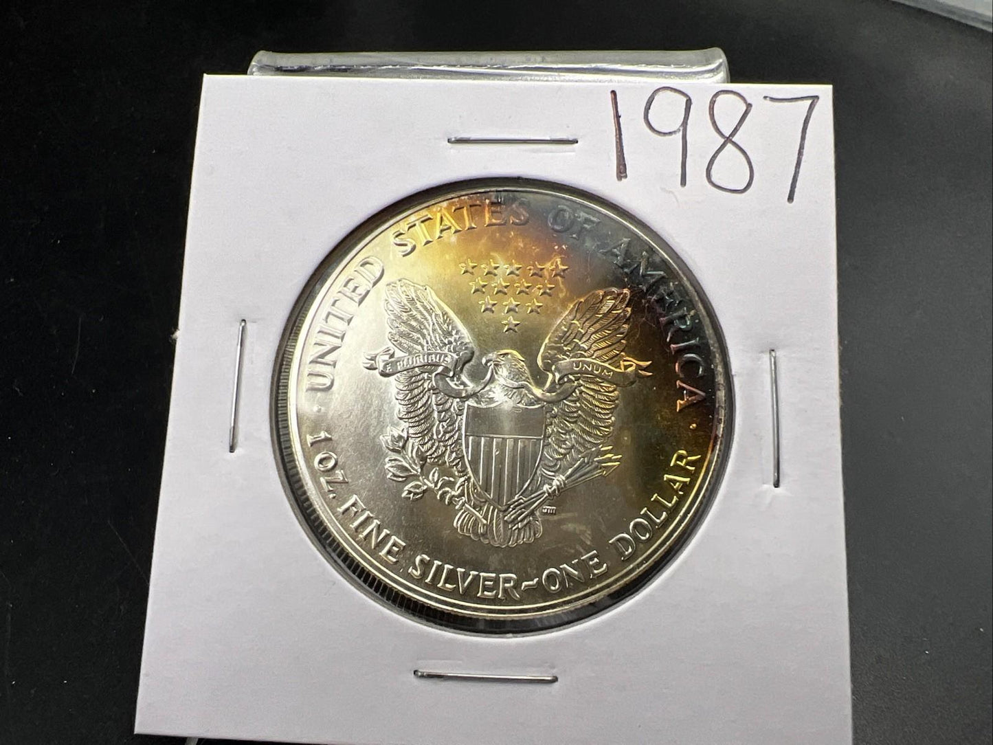 1987 1 OZ American Silver Eagle Gem BU UNC Neat Toning Reverse SK#1A