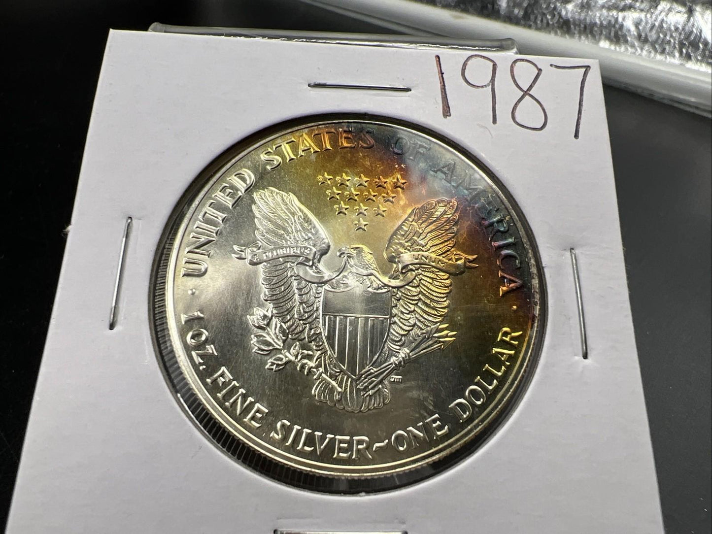 1987 1 OZ American Silver Eagle Gem BU UNC Neat Toning Reverse SK#1A