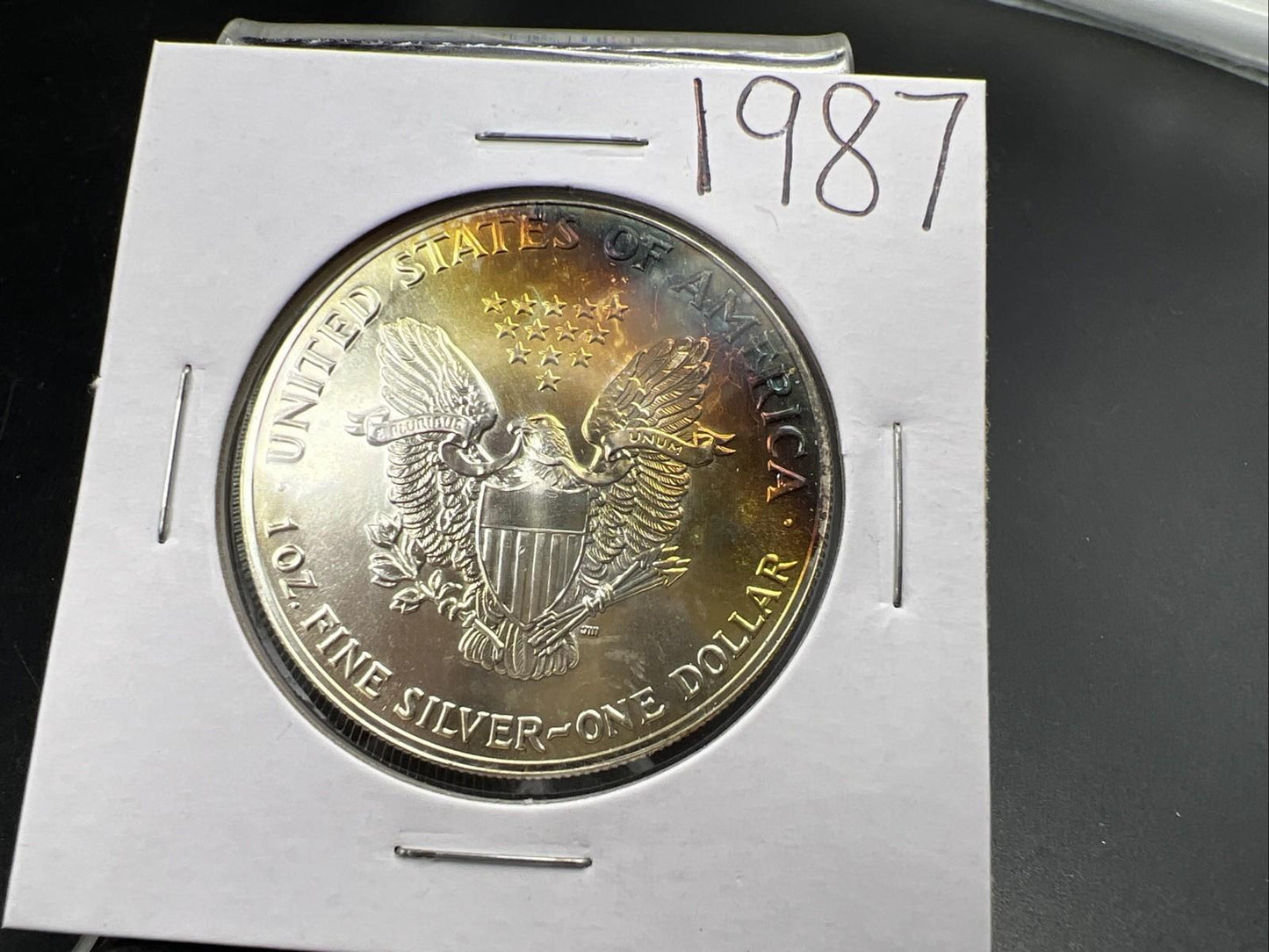 1987 1 OZ American Silver Eagle Gem BU UNC Neat Toning Reverse SK#1A